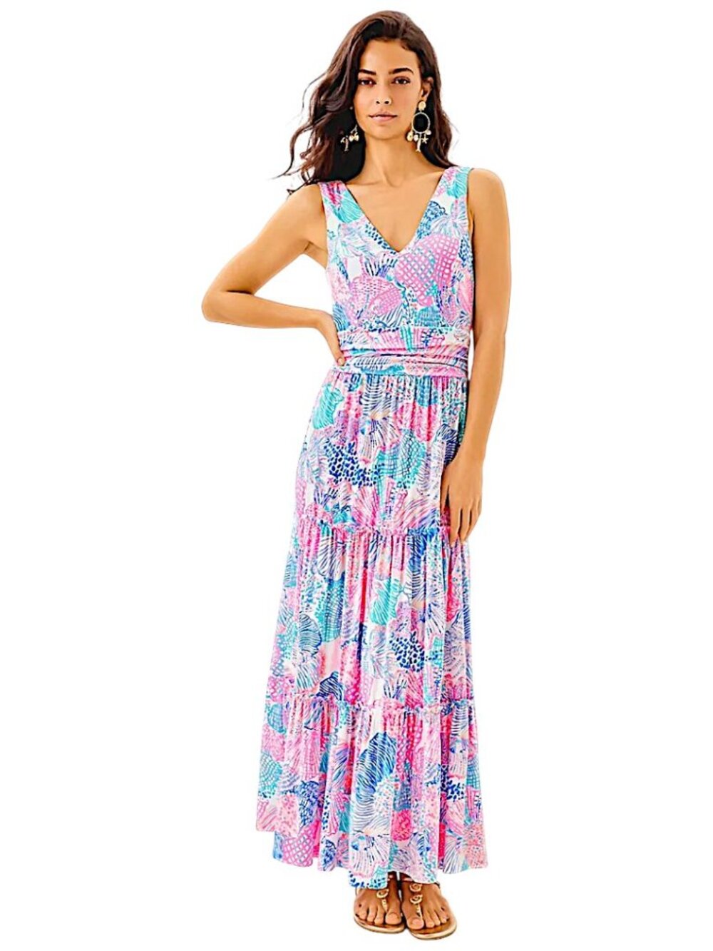 Lilly Pulitzer Skylar Midi Dress in Multi/Roar of the Seas NWT - Size Large